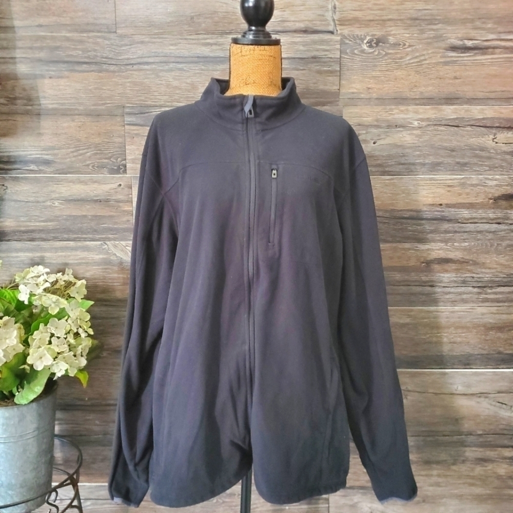 LL Bean Jacket Men's XXL Black Full Zip Fleece Pocketed